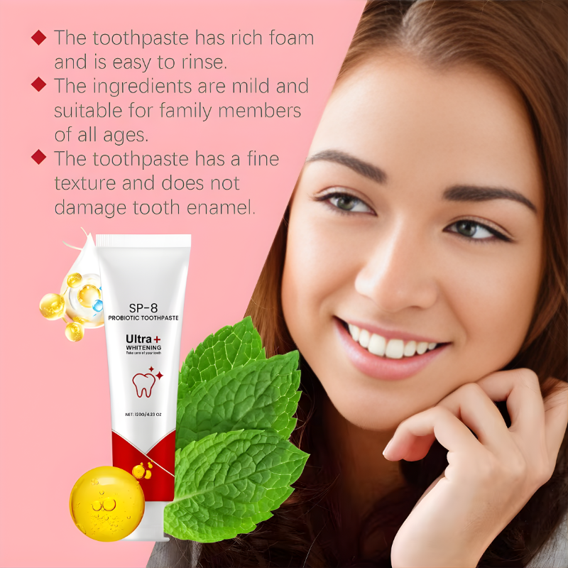Sp-8 Probiotic Brightened Toothpaste Prevents Plaque Remove Stains Fresh Breath Deep Cleaning Tooth Whitening Product Oral Care