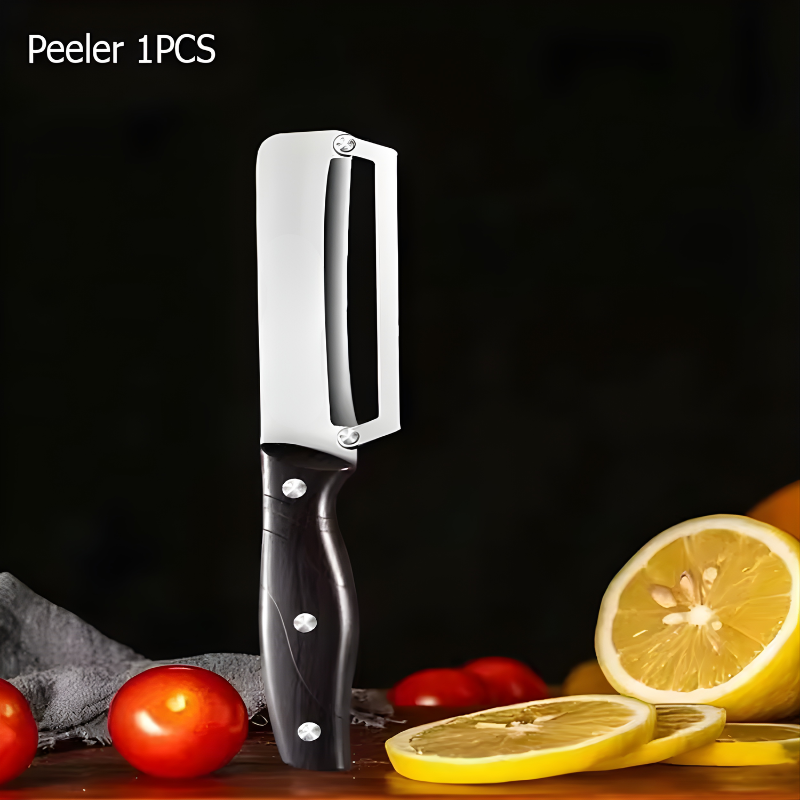 Stainless steel peeler with wooden handle for peeling and slicing fruits and vegetables  Durable and smooth operation