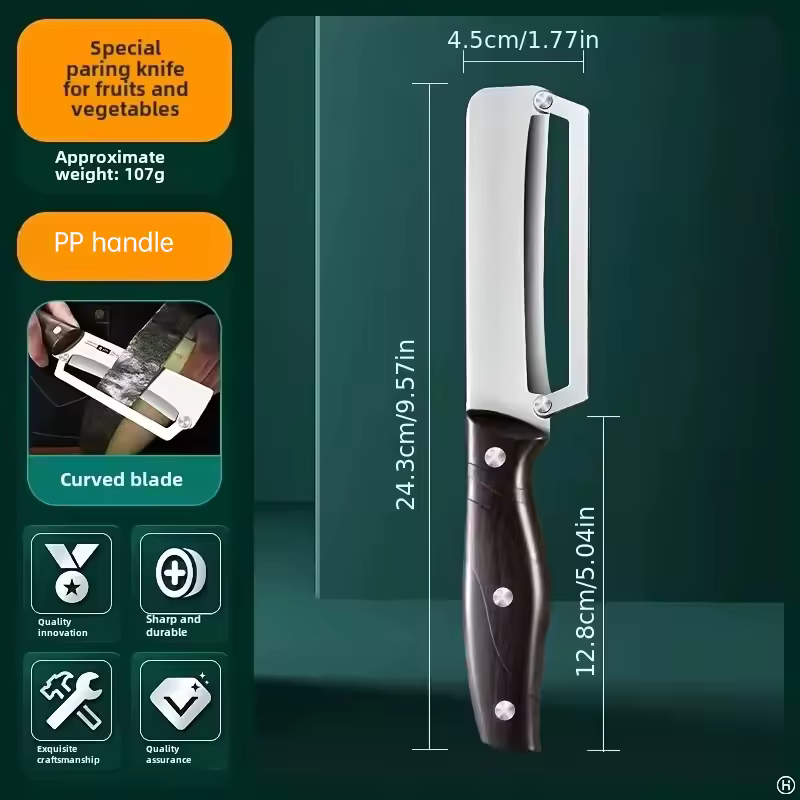 Stainless steel peeler with wooden handle for peeling and slicing fruits and vegetables  Durable and smooth operation