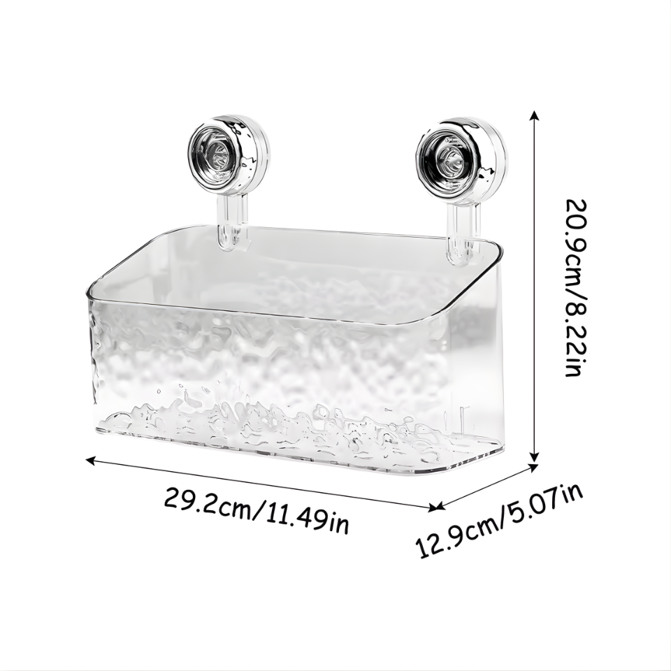 Suction Cup Storage Rack Rectangle Organizer Shelf No Drilling Bathroom Shower Organizer Holder For Countertop Kitchen Bathroom