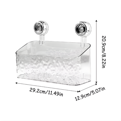 Suction Cup Storage Rack Rectangle Organizer Shelf No Drilling Bathroom Shower Organizer Holder For Countertop Kitchen Bathroom