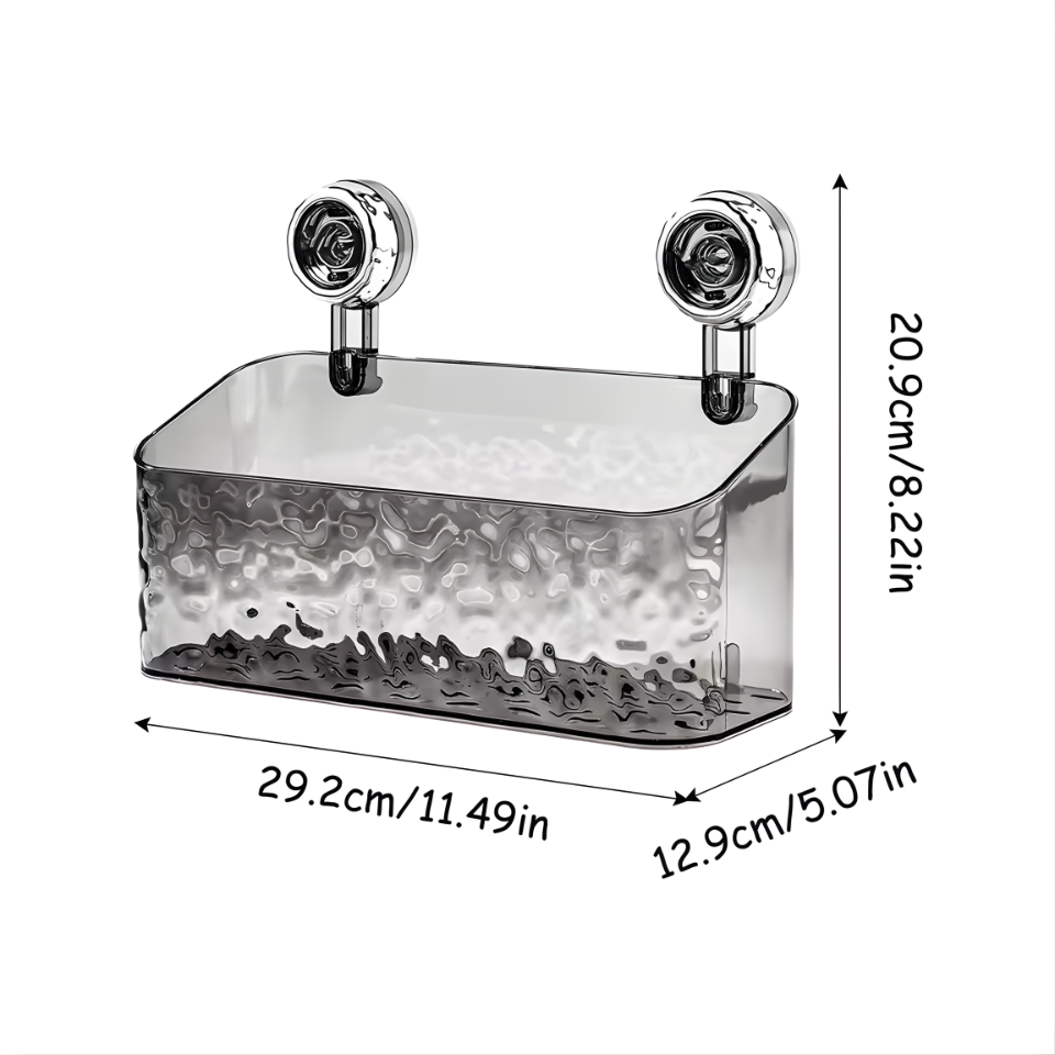 Suction Cup Storage Rack Rectangle Organizer Shelf No Drilling Bathroom Shower Organizer Holder For Countertop Kitchen Bathroom