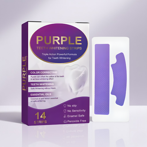 Teeth Bleaching Strip Purple Dental Cleaning Whitener Veneers Oral Hygiene Care Brightening Tooth Whitening Gel Strips