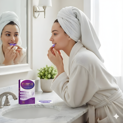 Teeth Bleaching Strip Purple Dental Cleaning Whitener Veneers Oral Hygiene Care Brightening Tooth Whitening Gel Strips