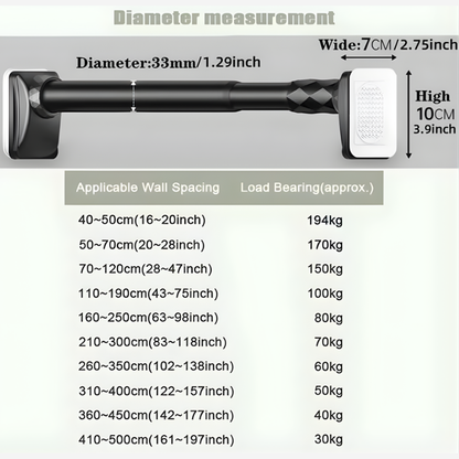 Telescopic Shower Curtain Rod, No Drill Tension Curtain Rod, Extendable from 40cm-500cm, 33mm Diameter Shower Pole Tension Rod