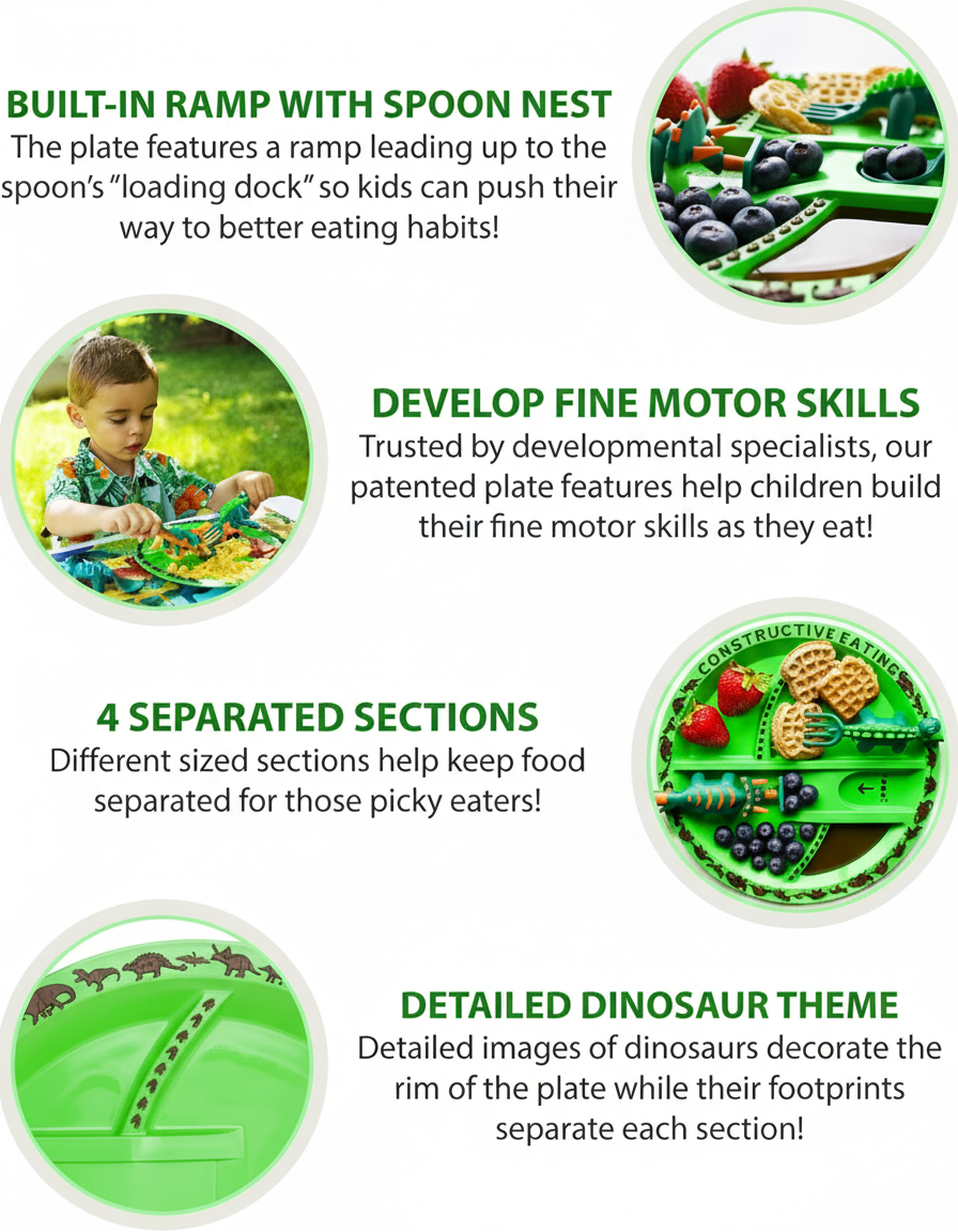 Toddler Construction Plate Set (4-Pieces) - Fun Bulldozer & Forklift Design, Unbreakable Melamine Dinnerware for Boys & Girls