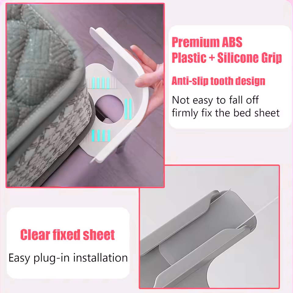 Universal Bedsheet Corner Tightener Clips Invisible Bedspread Secure Holder with Heavy-Duty Mattress Straps Sheets Slot Locks