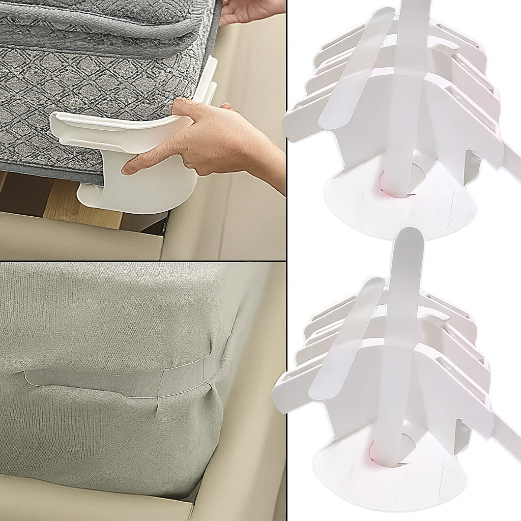 Universal Bedsheet Corner Tightener Clips Invisible Bedspread Secure Holder with Heavy-Duty Mattress Straps Sheets Slot Locks
