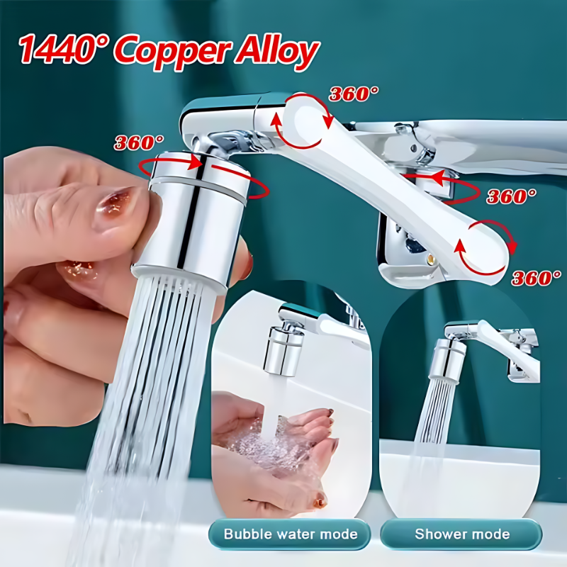 Universal Metal Copper Kitchen Faucet Aerator Extender 1080° Rotation Spray Head Tap Extension 360° Sink Sprayer Water Saving