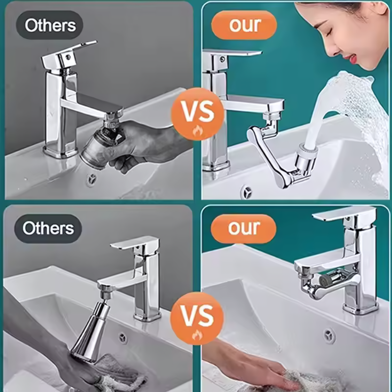 Universal Metal Copper Kitchen Faucet Aerator Extender 1080° Rotation Spray Head Tap Extension 360° Sink Sprayer Water Saving