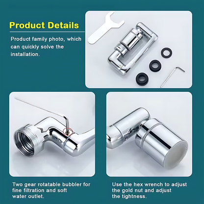 Universal Metal Copper Kitchen Faucet Aerator Extender 1080° Rotation Spray Head Tap Extension 360° Sink Sprayer Water Saving