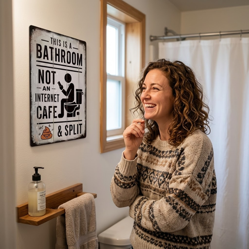  Vintage Metal Tin Sign, This Is A Bathroom Not An Internet Cafe & Split, Wall Art Decor for Home Farmhouse Washroom Bathroom