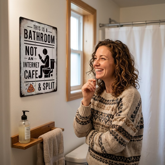  Vintage Metal Tin Sign, This Is A Bathroom Not An Internet Cafe & Split, Wall Art Decor for Home Farmhouse Washroom Bathroom