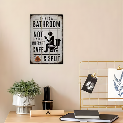 Vintage Metal Tin Sign, This Is A Bathroom Not An Internet Cafe & Split, Wall Art Decor for Home Farmhouse Washroom Bathroom