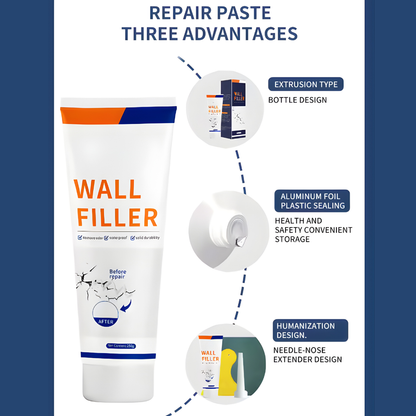 Wall Repair Paste Set with Spatula - Easy-to-Use, No-Mixing Formula, ideal for Home Wall Fixes, White Color, Long-Lasting
