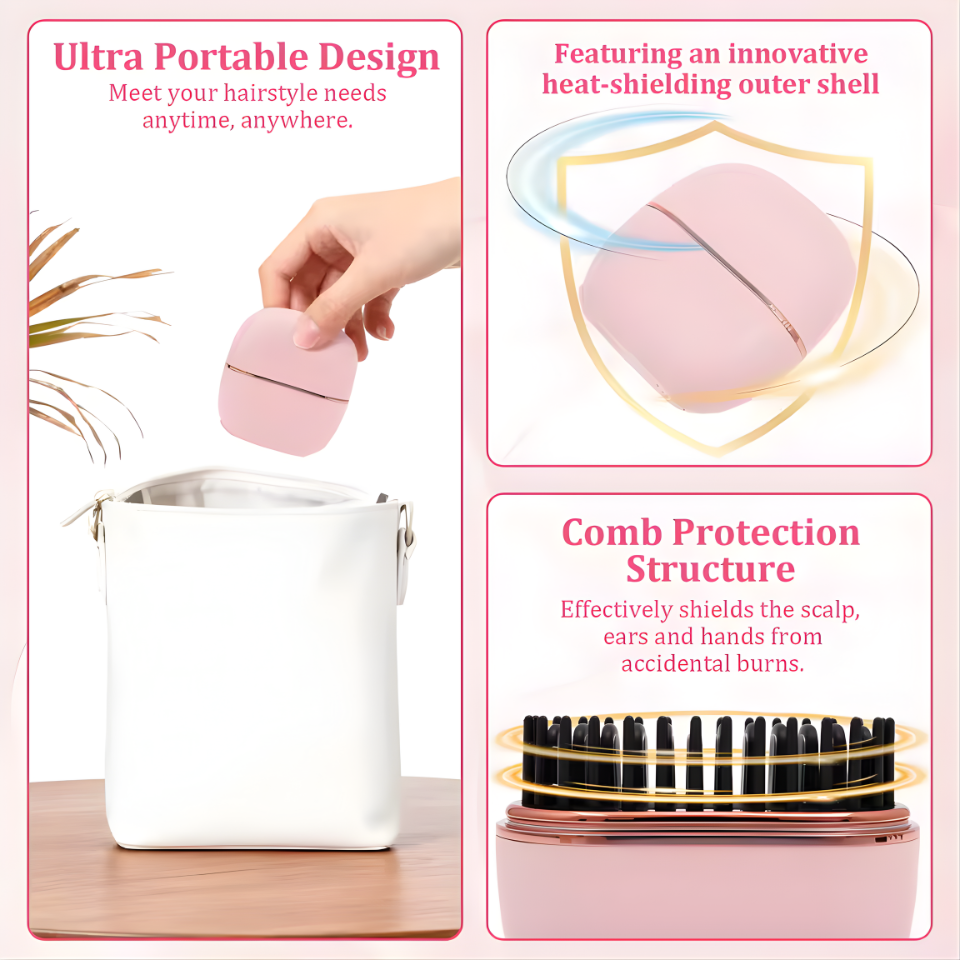 Wireless Negative Ion Straight Hair Comb Mini Portable Longlasting Fluffy Home Straight Hair Comb Hair Styling Hair Straightener