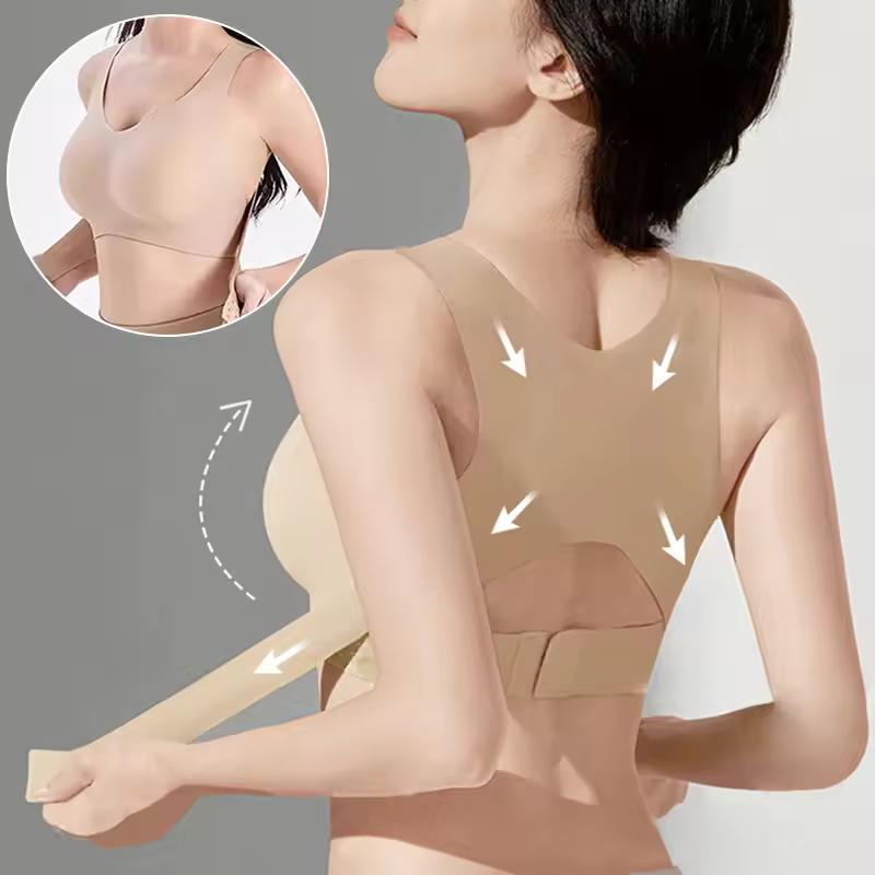 Wireless Posture Correction Push Up Bra for Women, Seamless Cross Back Support Bra Comfortable Everyday Lingerie
