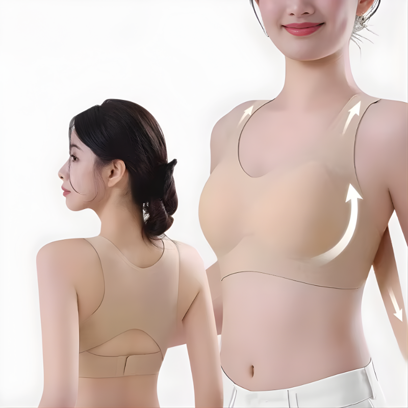Wireless Posture Correction Push Up Bra for Women, Seamless Cross Back Support Bra Comfortable Everyday Lingerie