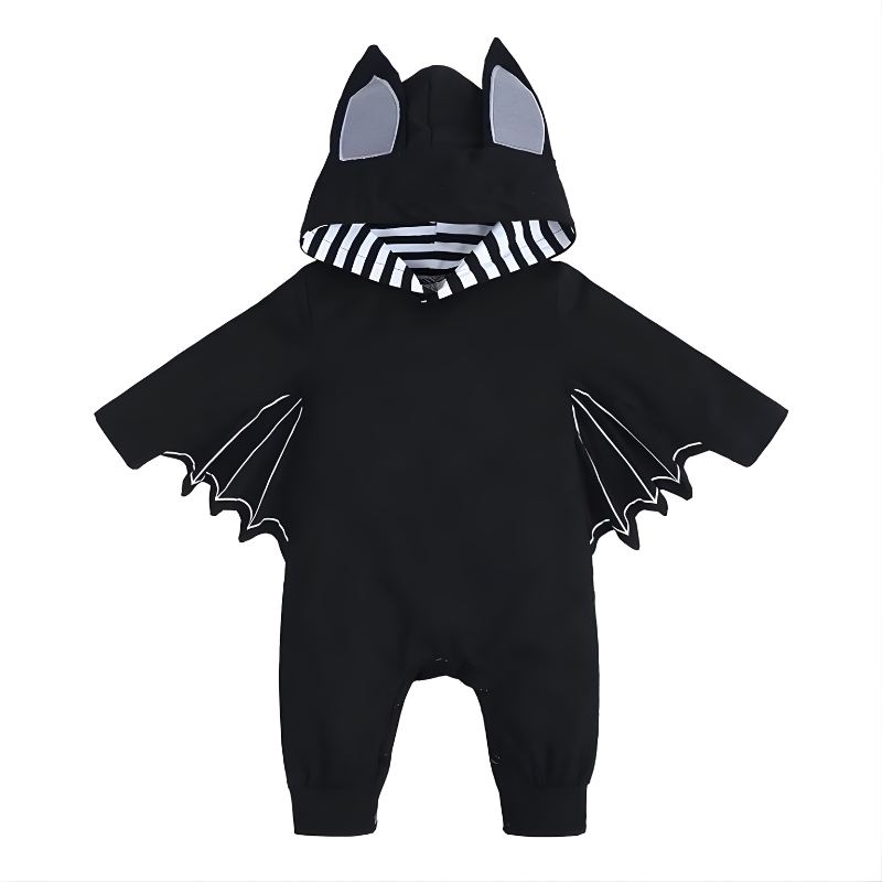 With Bat Design Baby Halloween Costume Skull Head Cosplay Baby FallOutfit Cute & Cool Autumn Style Infant Romper Baby Photoshoot