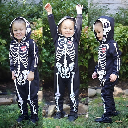 With Bat Design Baby Halloween Costume Skull Head Cosplay Baby FallOutfit Cute & Cool Autumn Style Infant Romper Baby Photoshoot