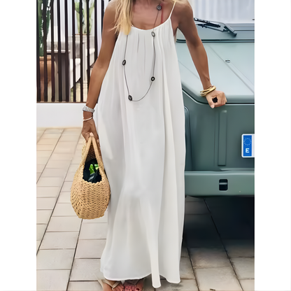 Women's Solid Color Backless Cami Dress Strappy Lounge Dress Open Back Maxi Length with Relaxed Fit Comfortable Home Wear​