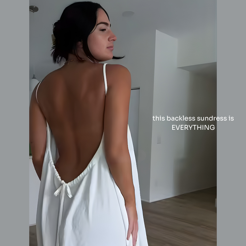 Women's Solid Color Backless Cami Dress Strappy Lounge Dress Open Back Maxi Length with Relaxed Fit Comfortable Home Wear​