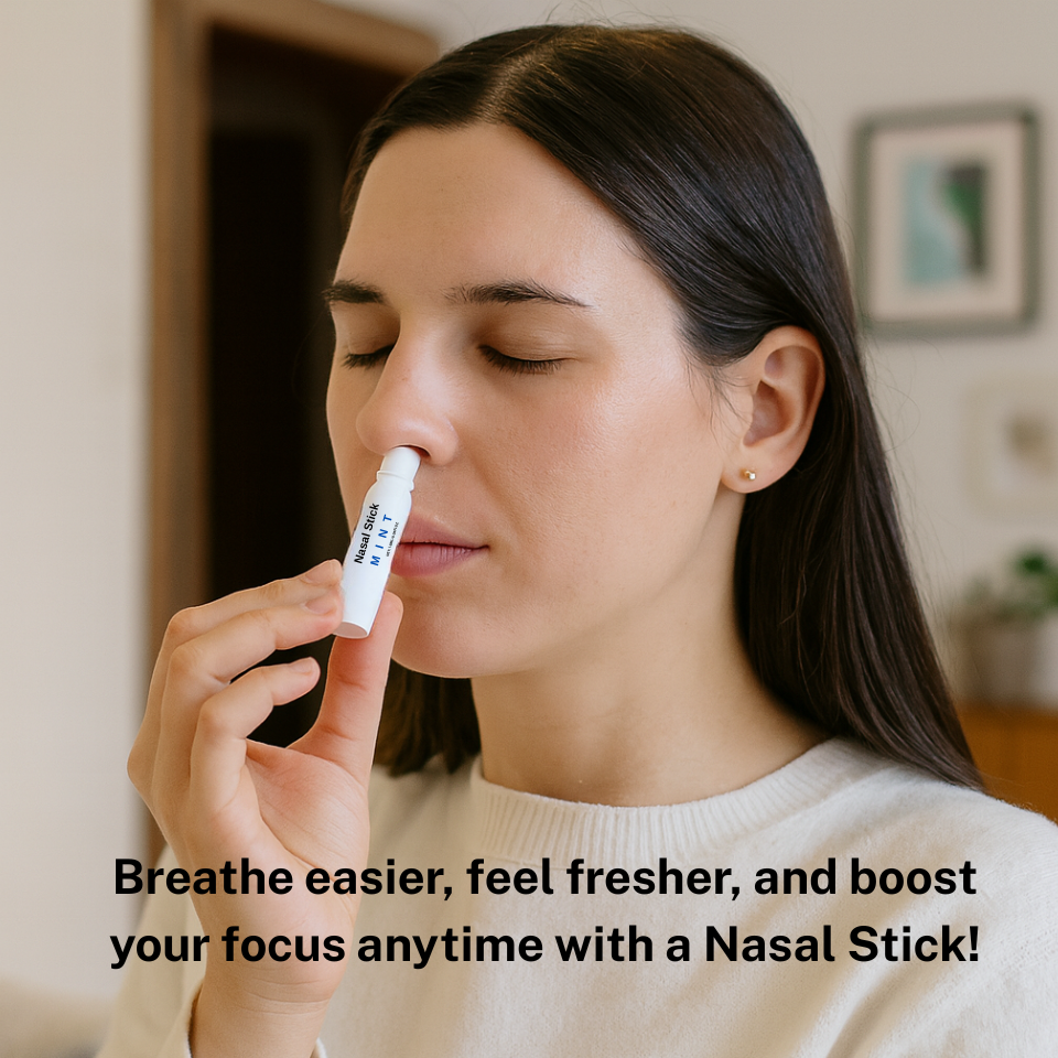 Cooling Nasal Inhaler Stick, Aromatherapy Oil Blend for Clear Breathing, Energy & Focus