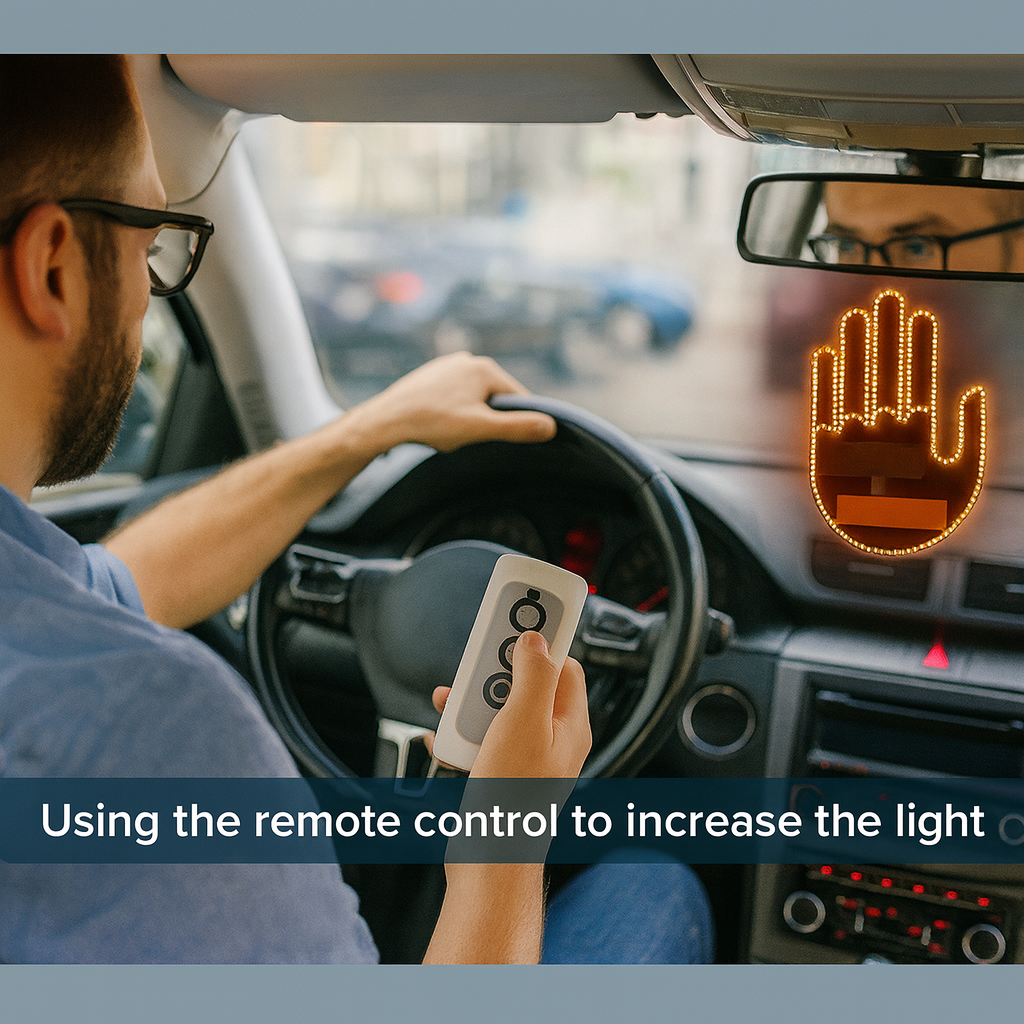 Aurece - Funny Car Middle Finger LED Light with Remote, Road Rage Signal, Brake Warning, Car Accessory