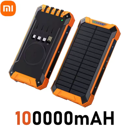 Solar Power Bank Wireless 200000mAh Large Capacity Fast Charging External Battery Outdoor Survival Emergency Equipment