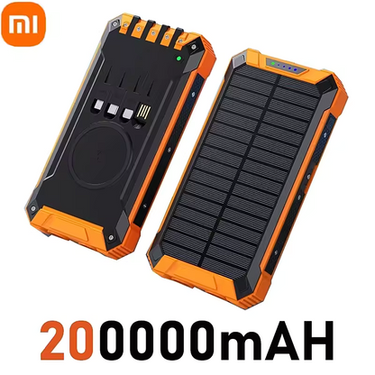 Solar Power Bank Wireless 200000mAh Large Capacity Fast Charging External Battery Outdoor Survival Emergency Equipment