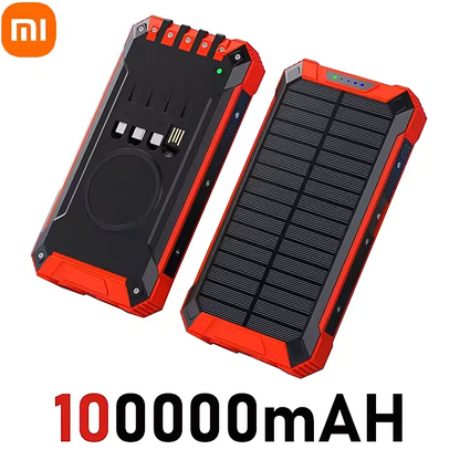 Solar Power Bank Wireless 200000mAh Large Capacity Fast Charging External Battery Outdoor Survival Emergency Equipment